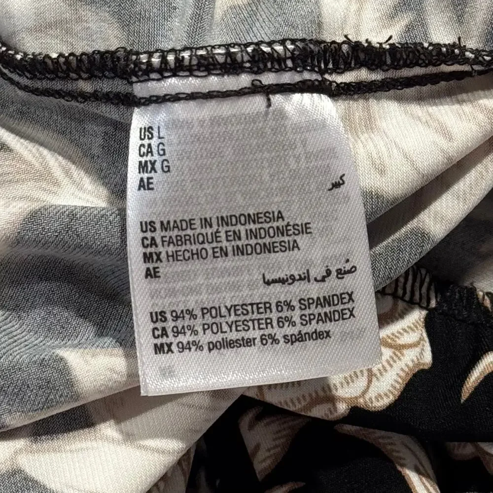 JM Collection Pants Slinky Pull On Boho Feminine Resort Floral Black Size Large - Picture 3 of 5